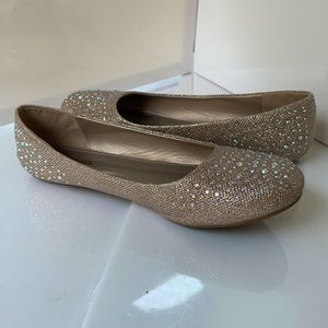 Gold sparkly ballet flats for your next occasion
